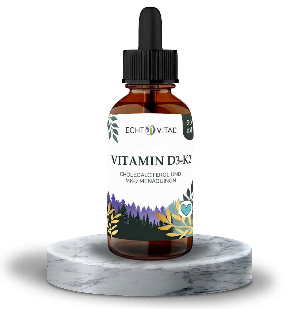 Vitamin D3 - K2 Tropfen natürlich - ECHT VITAL Premium Qualität